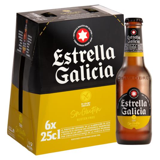 CERVEZA SIN GLUTEN, 6X250ML ESTRELLA DE GALICIA