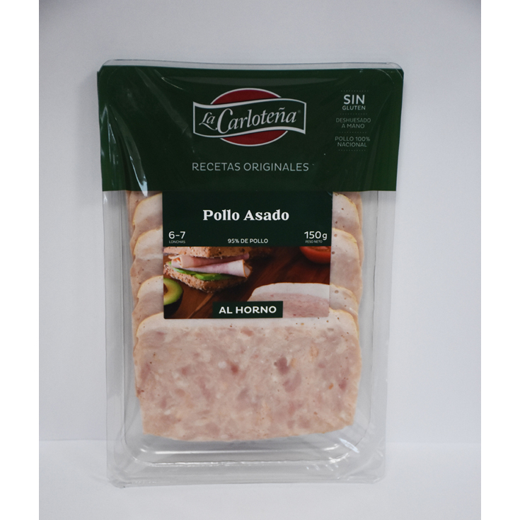 LONCHEADO POLLO ASADO HORNO , 150 G. CARLOTEÑA