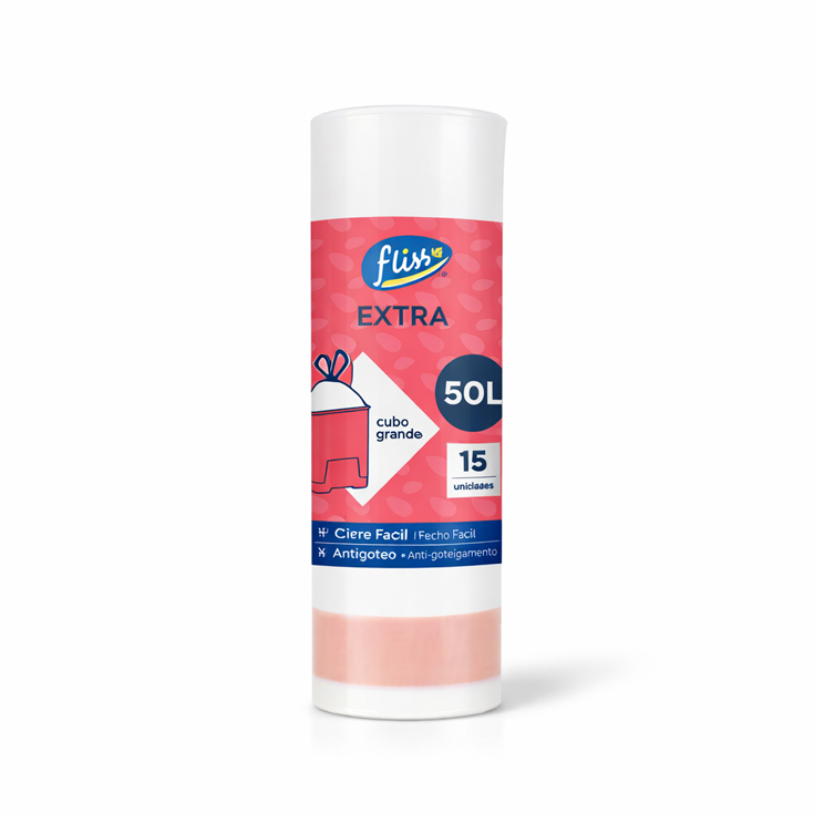 BOLSA BASURA AUTOCIERRE 50L, 15 UD 70X75 FLISS