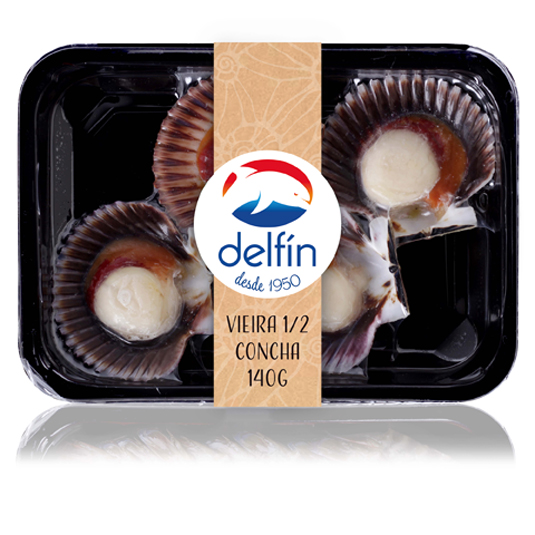 VIEIRA MEDIA CONCHA CRUDA , 140G DELFIN