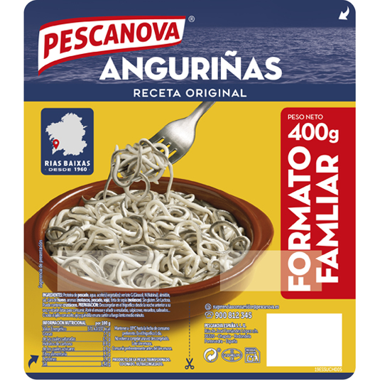 ANGURIÑAS SIN GLUTEN NI LACTOSA, 400 GR PESCANOVA