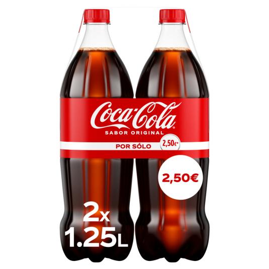 REFRESCO DE COLA REGULAR, 2X1,25L COCA COLA