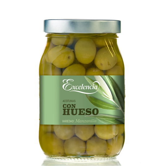 ACEITUNAS MANZANILLA CON HUESO, 450G EXCELENCIA