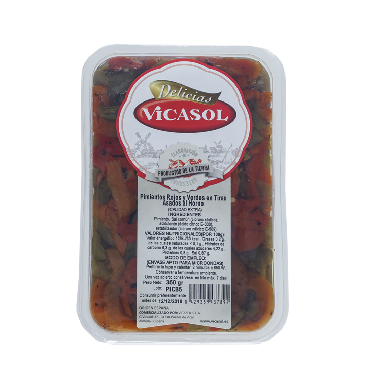 PIMIENTOS ASADOS ROJOS VERDES, 350G VICASOL