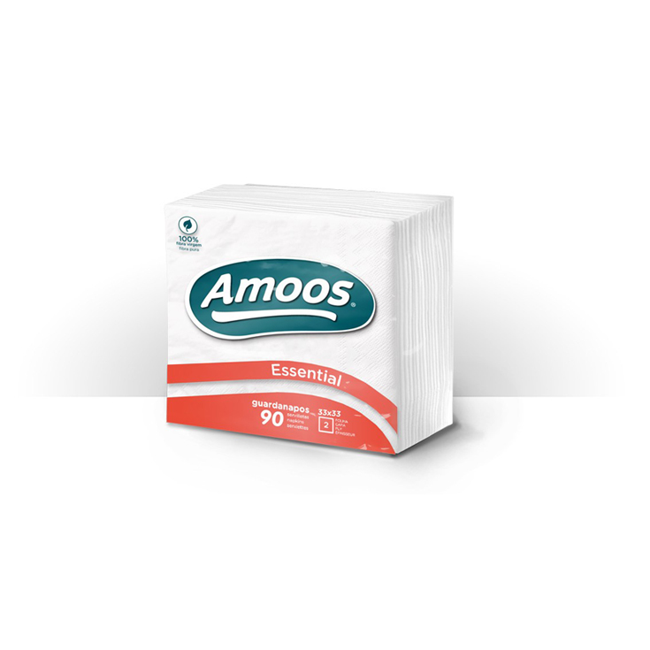SERVILLETA BLANCA ESSENTIAL, 33*33 2CAPAS 90 UD AMOOS