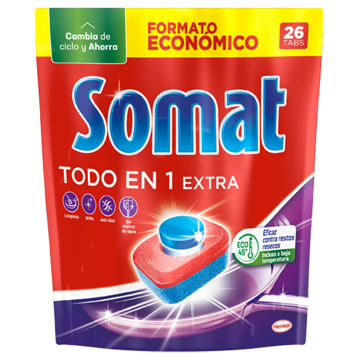 PACK AHORRO SOMAT GEL TODO EN 1, 60X2, 120 LAVADOS SOMAT
