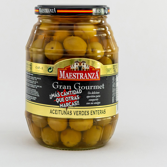 ACEITUNA MANZANILLA ENTERA, 600G MAESTRANZA