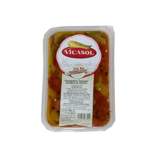 PIMIENTOS ASADOS TRICOLOR, 350G VICASOL