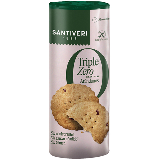 GALLETAS ARANDANOS TRIPLE ZERO, 205G SANTIVERI