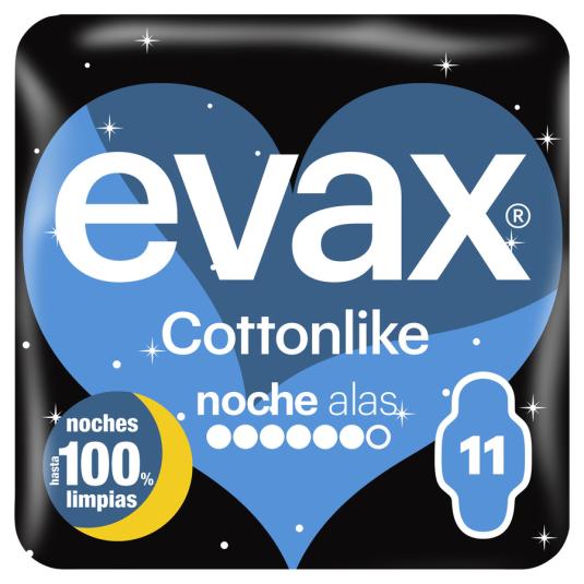 COMPRESA CON ALAS NOCHE, 11 UD EVAX COTTONLIKE