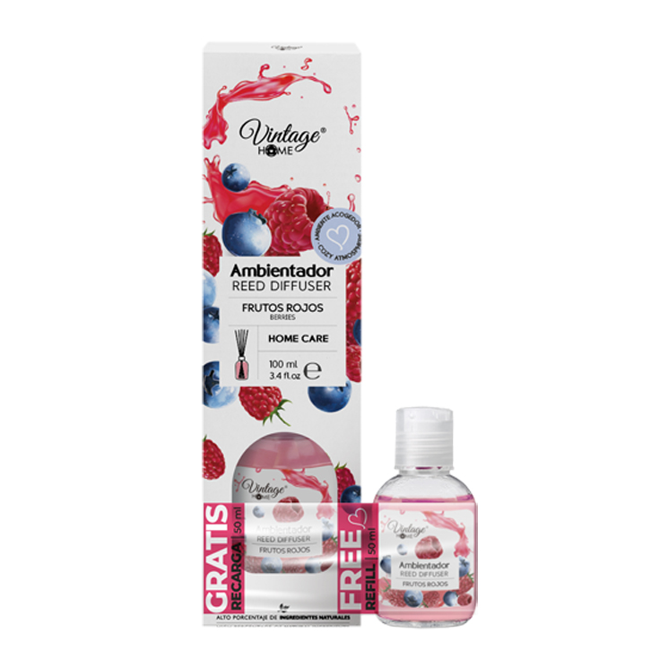 AMBIENTADOR TIPO MIKADO FRUTOS ROJOS, 100+50 ML GRATIS VINTA