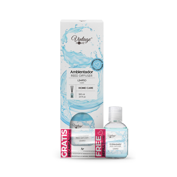 AMBIENTADOR TIPO MIKADO LIMPIO, 100+50 ML GRATIS VINTAGE HOM