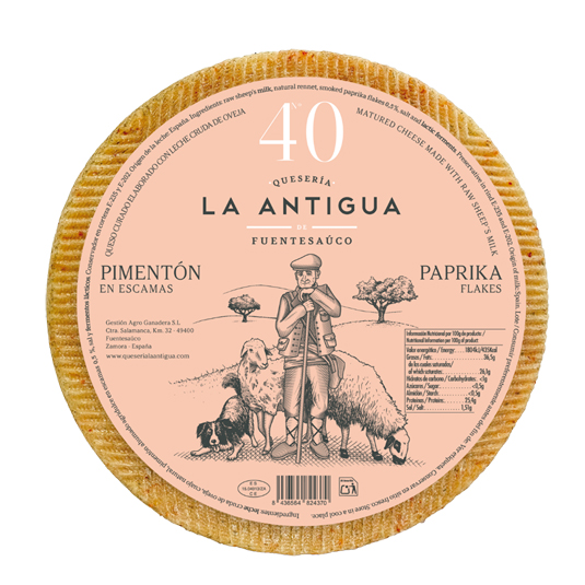 QUESO CURADO DE OVEJA LECHE CRUDA CON ESCAMAS DE PIMENTON LA