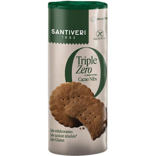 GALLETAS NIBS CACAO TRIPLE ZERO, 210G SANTIVERI
