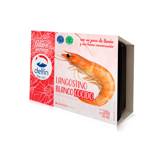 LANGOSTINO BLANCO COCIDO 30/40,500G DELFIN