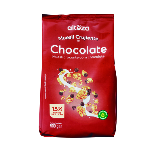 CEREAL MUESLI CRUJIENTE CHOCOLATE, 500G ALTEZA