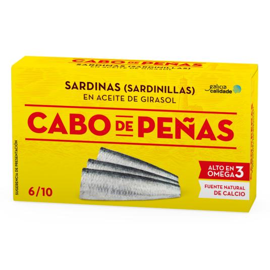 SARDINILLA EN ACEITE GIRASOL 6/10, 60G CABO DE PEÑAS