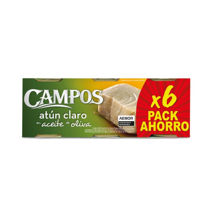 ATUN CLARO EN ACEITE DE OLIVA, 6X56G CAMPOS