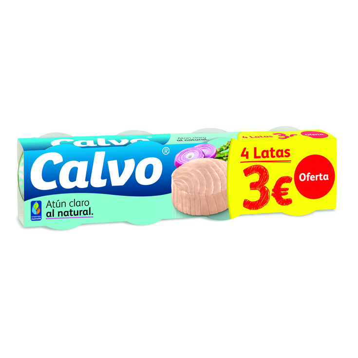 ATUN CLARO AL NATURAL, 4X56G CALVO