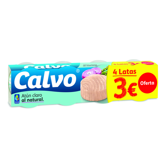 ATUN CLARO AL NATURAL, 4X56G CALVO