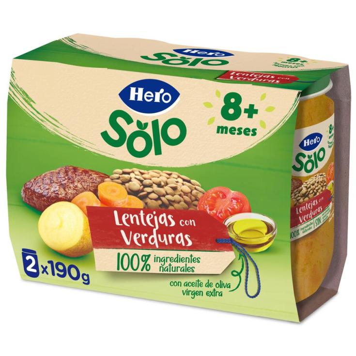 LENTEJAS CON VERDURAS, 2X190G HERO BABY