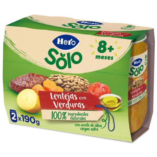 LENTEJAS CON VERDURAS, 2X190G HERO BABY