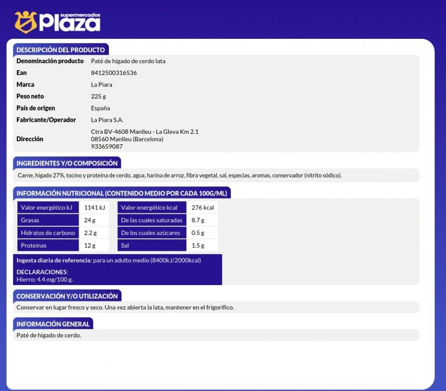  FOEI GRAS, 225GR LA PIARA