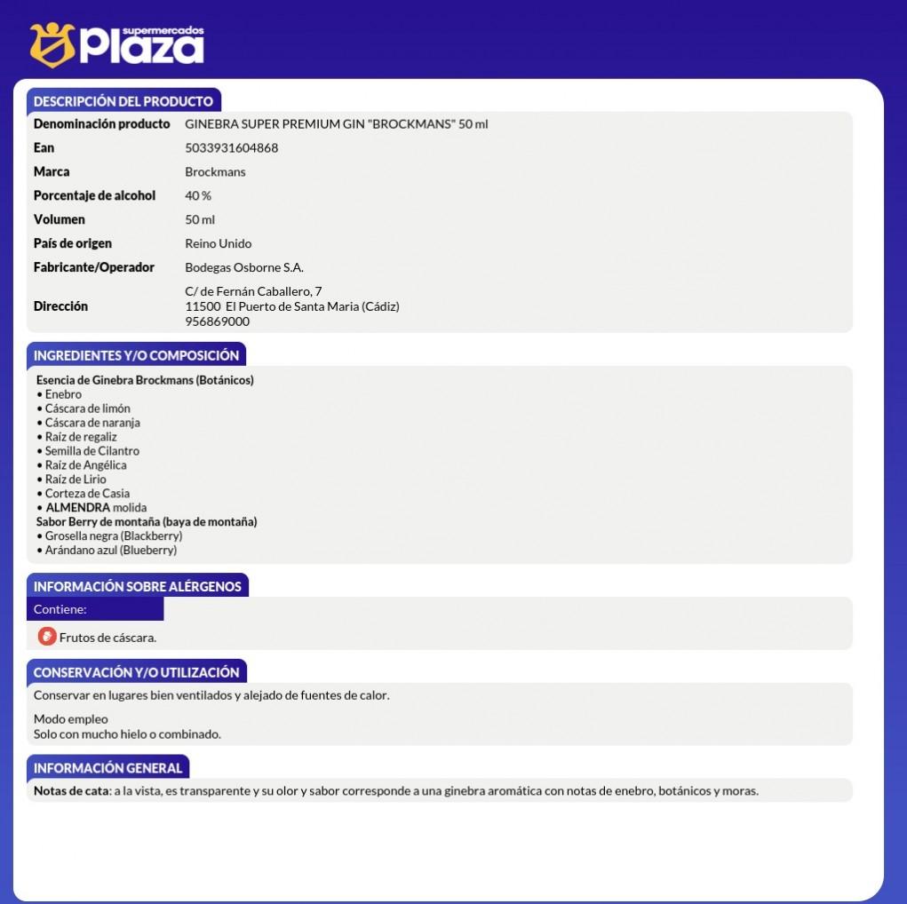 GINEBRA, 70CL BROCKMANS