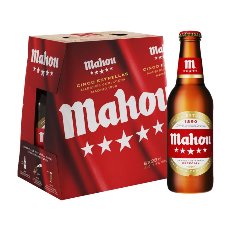 CERVEZA 5 ESTRELLAS, 6X250ML MAHOU
