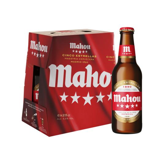 CERVEZA 5 ESTRELLAS, 6X250ML MAHOU