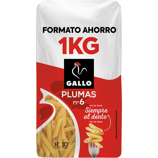 MACARRONES PLUMAS 6, 1KG GALLO