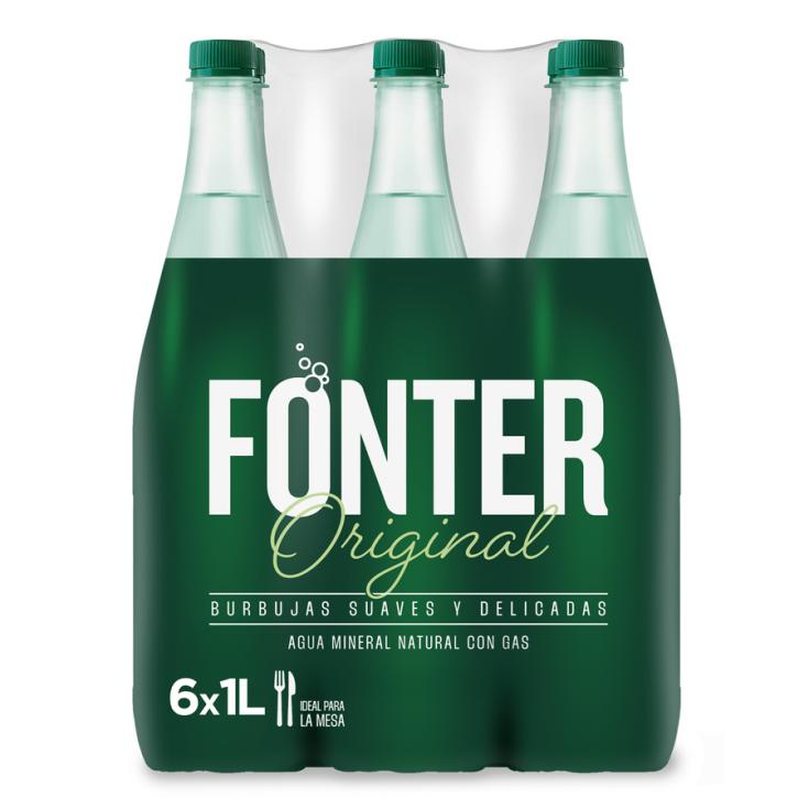 AGUA MINERAL CON GAS, 1L FONTER