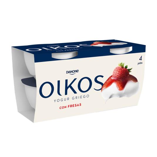YOGUR GRIEGO CON FRESAS, 4X115G OIKOS