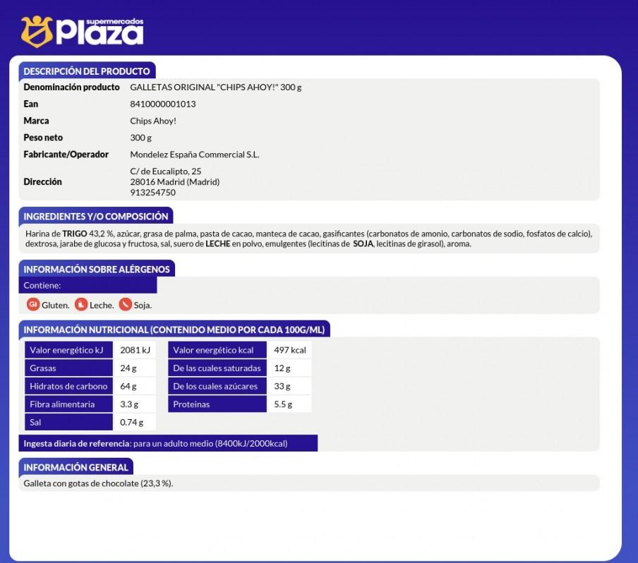 GALLETAS CON PEPITAS DE CHOCOLATE, 256G CHIPS AHOY