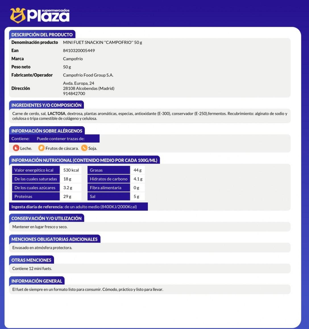 MINI FUET, 50G CAMPOFRIO