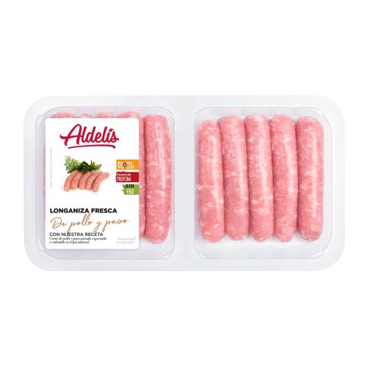 LONGANIZA POLLO BANDEJA , 390G ALDELIS