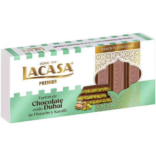 TURRON DE CHOCOLATE CON PISTACHO DUBAI, 200G LACASA