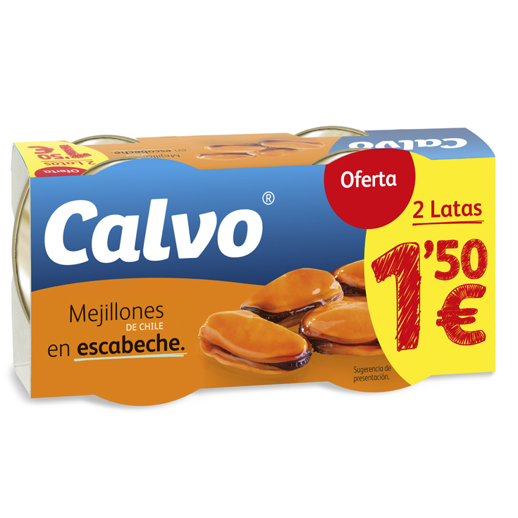 MEJILLONES EN ESCABECHE CHILE, 2X80G CALVO