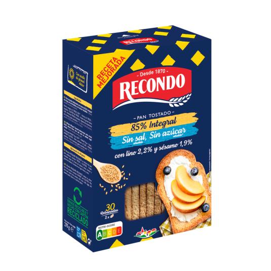 PAN TOSTADO BIENESTAR S/SAL NI AZUCAR,30REB RECONDO