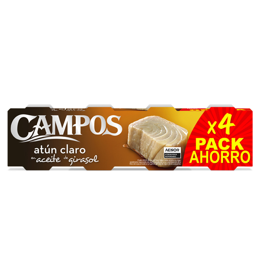 ATUN CLARO EN ACEITE DE GIRASOL, 3+1X52G CAMPOS