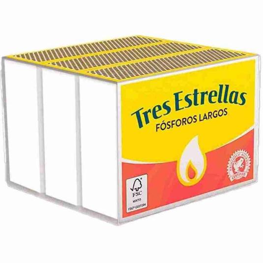 FOSFOROS DE MADERA EXTRA LARGOS, 3UD TRES ESTRELLAS 