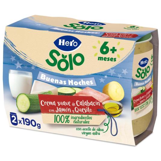 CREMA CALABACIN CON QUESO, 2X190G HERO BABY