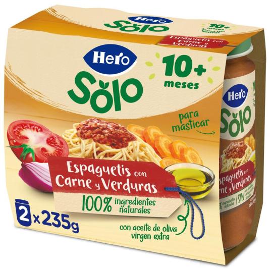 ESPAGUETIS CON CARNE Y VERDURA, 2X35G HERO NANOS
