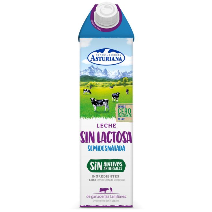 LECHE SIN LACTOSA SEMIDESNTADA, 1L ASTURIANA