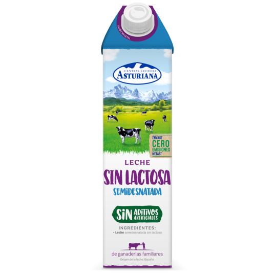 LECHE SIN LACTOSA SEMIDESNTADA, 1L ASTURIANA