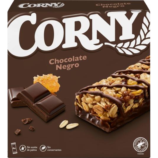 BARRITAS CEREALES CHOCOLATE NEGRO, 6X23G CORNY