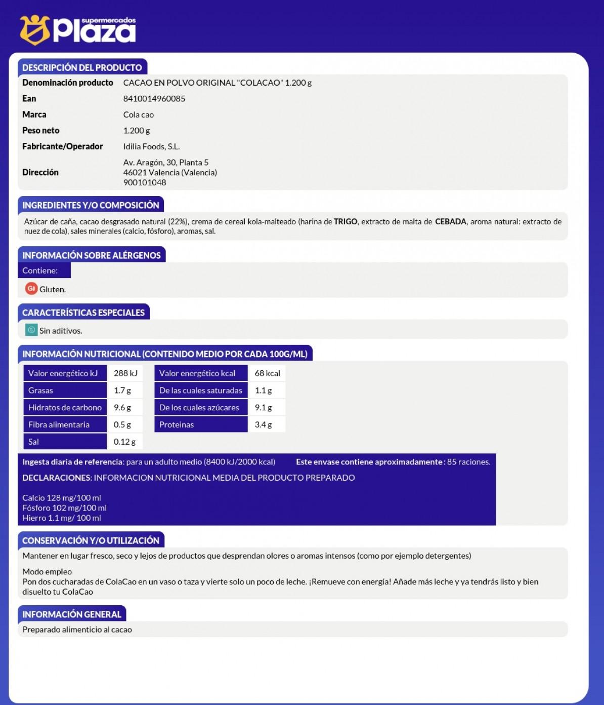 COLACAO, 1100GR COLACAO