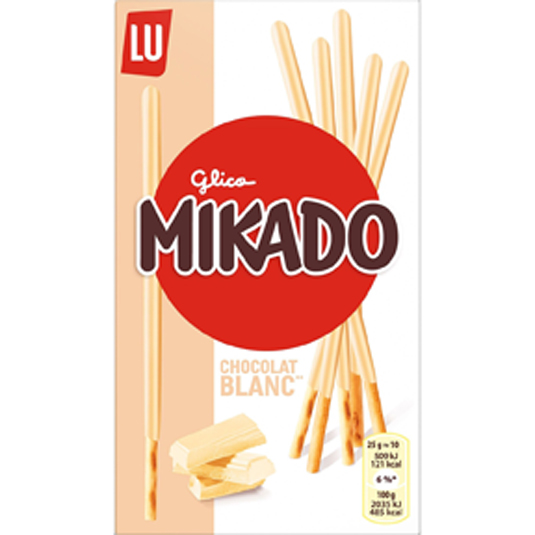 PALITOS DE CHOCOLATE BLANCO, 70G MIKADO