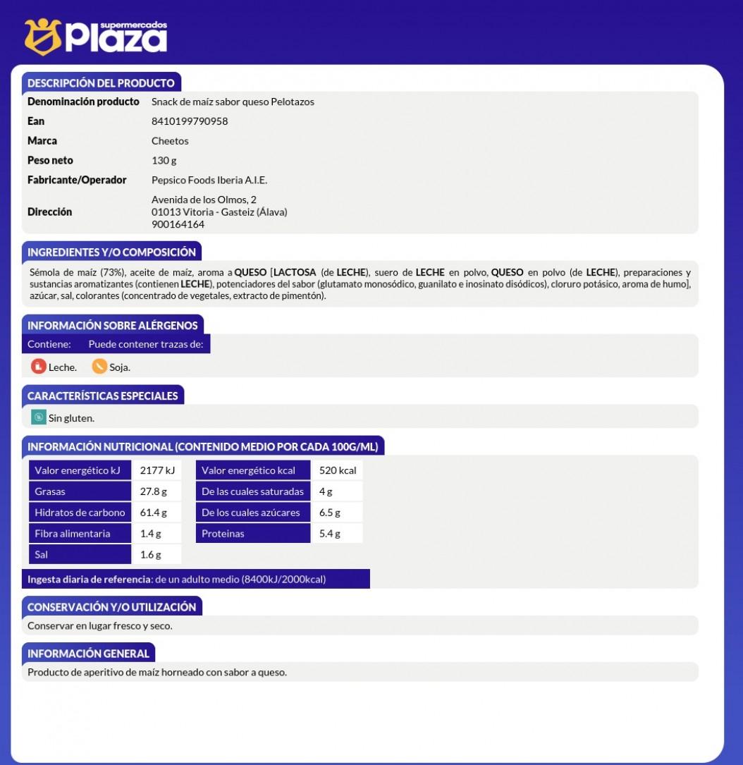 CHEETOS PELOTAZOS, 130GR LAYS