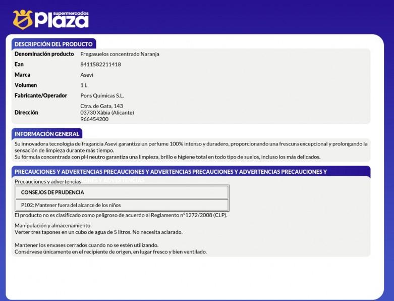 FRIEGA SUELOS CONCENTRADO NARANJA, 1L ASEVI